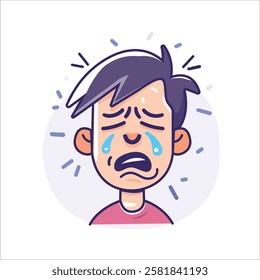 Boy crying icon vector illustration