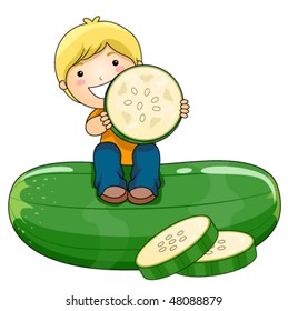 Boy with Cucumber - Vector