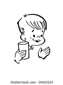 Boy With Cup - Retro Clip Art