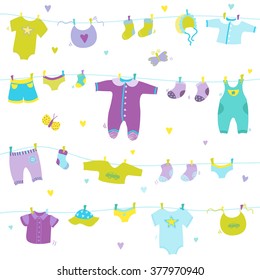 Boy Cute Background for Baby Shower, Design and Scrapbook in vector