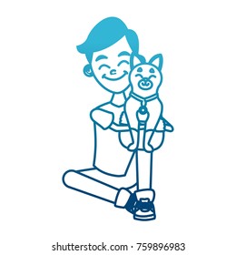 Boy with cute cat