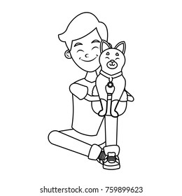 Boy with cute cat