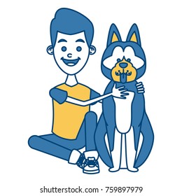 Boy with cute dog