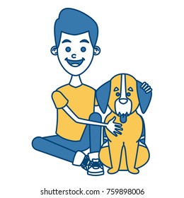 Boy with cute dog