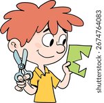 boy cuts a star shape with scissors2