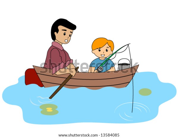 Download Boy Dad Fishing Vector Stock Vector (Royalty Free) 13584085