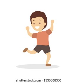 Boy dance. Kid dancing in various style. Childish activity. Flat vector illustration