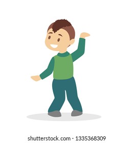 Boy dance. Kid dancing in various style. Childish activity. Flat vector illustration