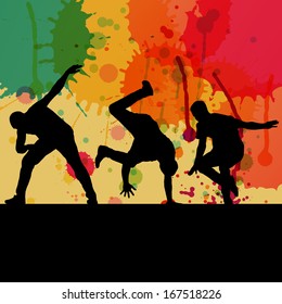 Boy dance silhouette vector color splash background concept