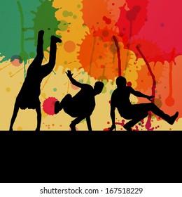 Boy dance silhouette vector color splash background concept