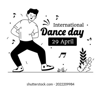 A boy dancer performing on music, glyph line illustration