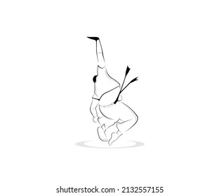 boy dancer shaped line logo design