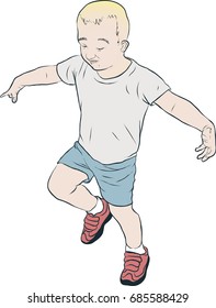 The boy is dancing