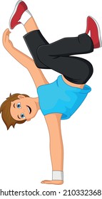 boy dancing breakdance on white background