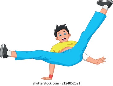 boy dancing breakdance on white background