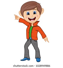 Boy dancing cartoon vector illustration