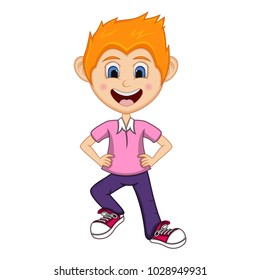 Boy dancing cartoon vector illustration