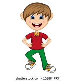 Boy dancing cartoon vector illustration