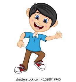 Boy dancing cartoon vector illustration