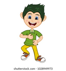 Boy dancing cartoon vector illustration