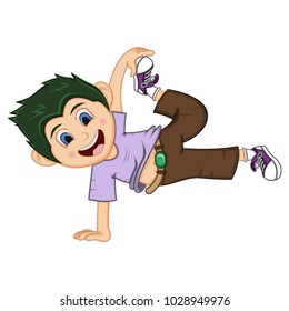 Boy dancing cartoon vector illustration