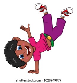Boy dancing cartoon vector illustration