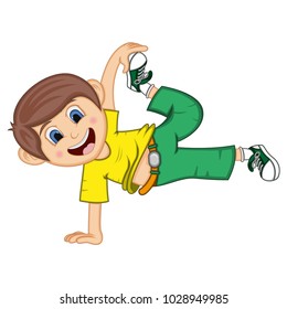 Boy dancing cartoon vector illustration