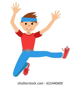 Boy in dancing class, vector illustration.