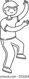 A boy dancing in a playful pose, perfect for cheerful and party events