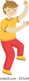A boy dancing in a playful pose, perfect for cheerful and party events