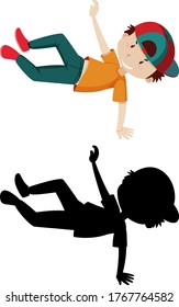 Boy dancing with its silhouette illustration