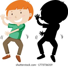 Boy dancing with its silhouette illustration