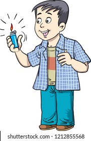 Boy in dangerous situation vector Illustration