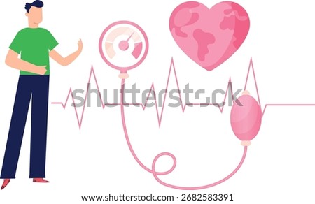 The boy demonstrates typical heartbeats audible through a stethoscope