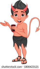 Boy devil cartoon vector art and illustration