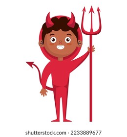 chico con disfraz de diablo para halloween