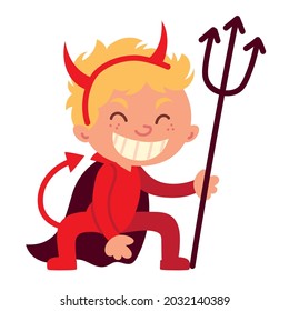 boy with devil costume icon isolated