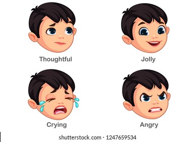 Boy Different Facial Expressions Part 3 Stock Vector (Royalty Free ...