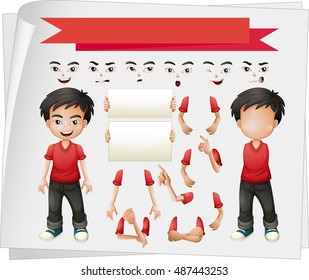 Boy with different set of faces illustration