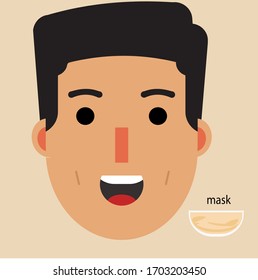 A boy with dimple and a mask