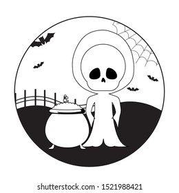 boy disguised as a skull dead vector illustration design