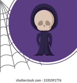 boy disguised as a skull dead vector illustration design