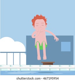 Boy diving into swimming pool