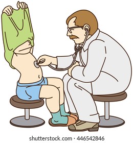 A boy with a doctor.