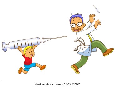 boy and doctor. EPS10 File  no Gradients, no Effects, no mesh, no Transparencies.All in separate group for easy editing.