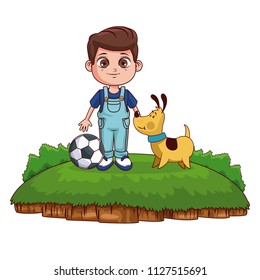 Boy with dog cartoon