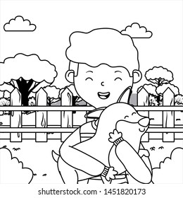 Boy with dog cartoon design
