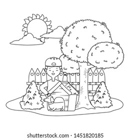 Boy with dog cartoon design