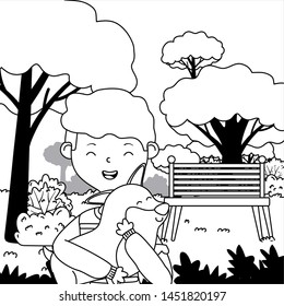 Boy with dog cartoon design