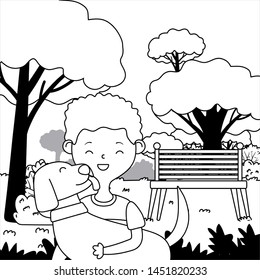 Boy with dog cartoon design